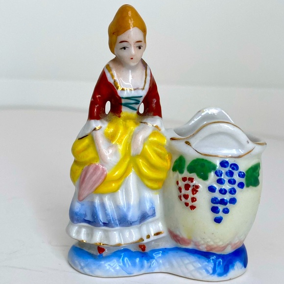 EUC Vtg Porcelain Regency Period Lady Toothpick Holder Made In Occupied Japan - Picture 1 of 7